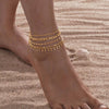 Layered Link Chain Anklets Bracelet for Women, Gold Plated Foot Leg Anklets Summer Boho Beach Jewelry Adjustable - Image 3