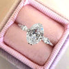 Pear-Cut Cubic Zirconia Ring with Pavé Band in Silver-Tone - Image 7