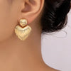 Vintage Metal Striped Round Heart Earrings for Women European American Retro Ball Drop Earrings Elegent Female Simple Jewelry - Image 6
