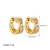 Cubic Zirconia Huggie Hoop Earrings in Gold-Tone Stainless Steel - Image 24