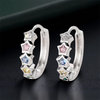 Single Row Cute Stars Multicolor Zircon Hoop Earrings For Women Silver Color Small Ear Buckle Daily Party Wedding Jewelry Gifts - Image 1