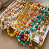 Hyperbole Double Color Square Acrylic Irregular Metallic Beads Beaded Necklace for Women Gold Plated Alloy Strand Chokers - Image 2