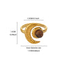 Vintage Stainless Steel Brown Stone Rings For Women Open Adjustable Charm Finger Ring Maillard Jewelry - Image 12