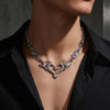 Punk Silver Color Flame Heart Choker Necklace For Women Men Gothic Hip Hop Metal Thorn Cross Heart Clavicle Chain Y2K Jewelry - Image 1