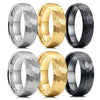 Black Brushed Stainless Steel Couple Ring Hammered Multi-faceted Titanium Rings for Men Women Wedding Engagement Jewelry - Image 6