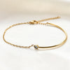 Half-rod Bracelet and Chain A Zircon Pendant For Women Stack Link Cuff Jewelry Birthday Gift to Her - Image 4
