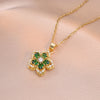 Light Shiny Zircon Rotatable Flower Pendant Necklace For Women Stainless Steel Romantic Spin Floral Plant Choker Jewelry - Image 4