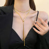 316L Stainless Steel Jewelry 134cm Pull Adjusting Charm Flat Snake Chain Choker Necklaces Pendants For Women - Image 1