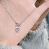 Crystal Zircon Bow Knot Heart Pendant Necklaces Y2K Pink Heart Ladies Girls Elegant Clavicle Chain Women Jewelry - Image 5