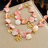 316L Stainless Steel Pink Stone Coral Starfish Turtle Necklace Bracelet Set Lady Jewelry Gift Set - Image 7