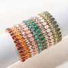6x8mm Enamel Crystal Bracelets For Women Gold Color Zirconia Rhombus Bead Elastic Bangle - Image 3