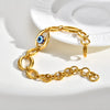 Evil Eye Bracelet for Women, Gold Silver Color Stainless Steel Adjustable Length Chunky Oval Link Chain Bracelet Gifts - Image 6