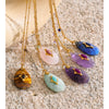 32mm Stone Amazonite Tiger Aventurine Amethyst Drop Pendant Necklace for Women Stainless Steel France Jewelry Gift - Image 4
