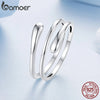 Silver Twist Eternity Band, Teardrop Chunky High Polish Comfort Fit Open Ring for Women - Image 5