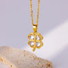 Four Leaf Clover Stainless Steel Necklaces For Women Green Zircon Gold Color Quality Jewelry Pendant Necklace Gift - Image 4