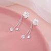 Silver Stud Earrings Cherry Blossom Tassel Unique Simple Elegant Accessories - Image 2