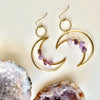 Moon phase earrings Crescent moon Space Sun and moon amethyst Witchy Boho Hippie jewelry women gift - Image 2