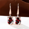 Female Crystal Green Red Oval Stone Zircon Earring Rose Gold Color Long Dangle Wedding Jewelry For Women - Image 1
