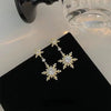Shiny Snowflake Earrings for Women Unique Imitation Pearl Long Chain Rhinestone Retro Pendant Earrings Jewelry - Image 8