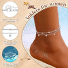 Silver Ankle Bracelets for Women Dainty Layered Anklets Beaded Sparkling CZ Heart Beach Ankle Bracelets - Image 4