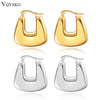 geometric U-shaped earrings stainless steel earrings earrings hollow square ladies ear wearing jewelry - Image 1
