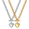 Smooth heart gold/silver/Color OT button stainless steel pendant necklaces for Women Party Jewelry - Image 1