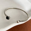 Silver Bracelets for Women Black Beads Accessories Vintage Simple Cute Bear Pendant Party Jewelry - Image 2