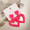 Y2K Rose Pink Hollow Heart Drop Earrings For Women Korean Sweet Cute Double Love Earring Girls Jewelry Gifts - Image 2