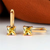 Red Zircon Square Stone Earrings Multicolor Crystal Hoop Earrings Antique Gold Color Engagement Earrings For Women Bride Jewelry - Image 11
