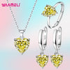 Silver Color Jewelry Gift Sets for Women Female Romantic Heart Zircon Huggie Earrings Pendant Necklace Ring - Image 7
