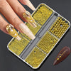 6 Grids 6 Sizes Golden Metal Beads Nail Art Charms, 0.8-1.5mm 3D Nail Caviar Beads, Stainless Steel Round Ball Beads Decorations - Image 4