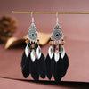 Bohemian Ethnic Feather Drop Earrings For Women Elegant Wood Beads Leaf Long Tassels Dangle Earring Girls Party Jewelry - Image 1
