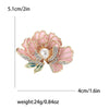 Pearl Accent Peony Flower Brooch with Rhinestone Details - Image 3