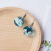 Round Glass Blue Sky and White Clouds Pattern Earrings Personality Silver Color Metal Hook Dangle Earrings - Image 3