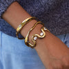 Classic Gold Color Plated Elliptical White Zircon Irregular Open Bracelets Stainless Steel Jewelry - Image 1