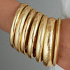 7Pcs Gold Color Bangle Set For Women Hammered Smooth Open Cuff Bracelet Stackable Wristband Boho Jewelry Gift - Image 2
