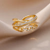 Chain Hollow Out Rings For Women Gold Color Stainless Steel Zircon Cross Open Ring Wedding Aesthetic Jewerly Gift - Image 12