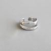 Silver Elegant Twist Two Circle Rings for Women Couple Simple Geometric Handmade Jewelry Adjustable - Image 3