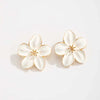White Drip Oil Flower Stud Earrings for Women Elegant Sweet Metal Petal Temperament Earrings Wedding Party Jewelry Gifts - Image 7