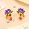 Colorful Enamel Flower Stud Earrings for Women Elegant Floral Petal Crystal Drop Earrings Jewelry Gift for Her - Image 14