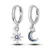 Silver Color Earrings Blue Zircon Stars Moon Irregularity Earrings For Woman Birthday Jewelry Gifts - Image 13