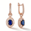 Shiny Blue Zircon Dangle Earrings for Women Rose Gold Color Party Daily Jewelry - Image 6