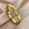 Minimalism Stainless Steel Round Open Spring Bangle for Women Smooth Cuff Bracelet Hand Jewelry Daily Accessories - Image 1
