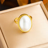 316L Stainless Steel Square Large Pearl Necklace Earrings Ring For Women Girl Party Gift Jewelry Set - Image 9