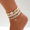 Summer Ankle Bracelet Set for Women, Gold Plated Boho Bead Adjustable Anklet, Hawaiian Beach Shell Starfish Foot Jewelry Gifts - Image 3