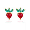 Fruit Charm Huggie Earrings with Colorful Stone Accents - Image 17