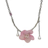Romantic Niche Pink Sweet Flower Collarbone Chain Versatile Temperament Necklace Women's Pearl Fringe Collarbone Chain - Image 3