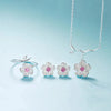 Silver Color Cherry Blossom Flower Cubic Zirconia Stone Jewelry Sets for Women Floral Necklace Bracelet Earring Ring Wedding Set - Image 16