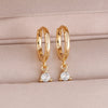 French Style Round Water-Drop Earrings for Women Stainless Steel Dangle Pendant Earrings Wedding Couple Ear Jewelry - Image 2