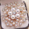 Snowflake Pearl Crystal Brooch Large Snowflake Flower Brooch Pins Women's Jewelry - Image 7